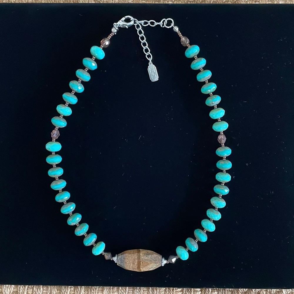 Turquoise Green beaded Necklace